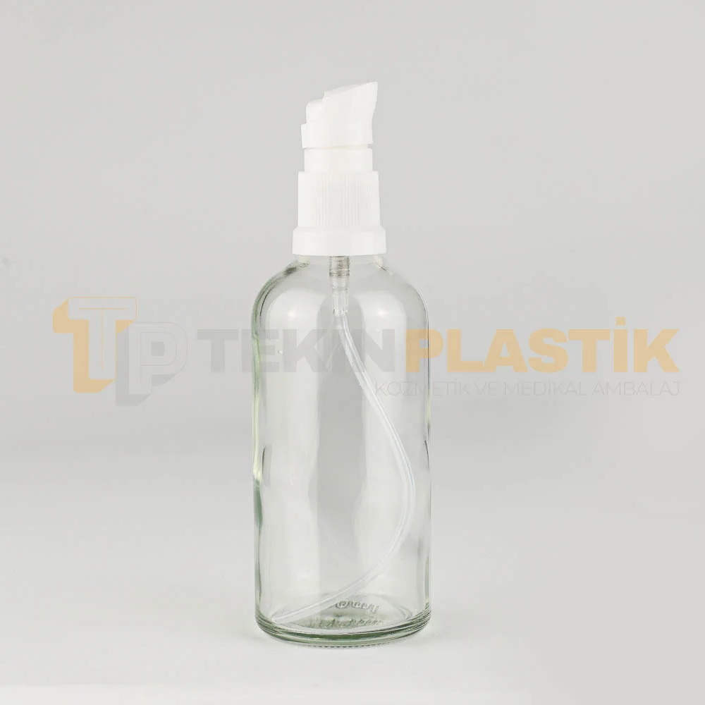 100 ML Toptan Şeffaf Cam Dropper Şişe Beyaz Losyon Serum Pompalı