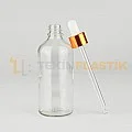 100 ML Toptan Şeffaf Cam Damlalıklı Dropper Şişe Metal Gold Beyaz Damlalık Takım