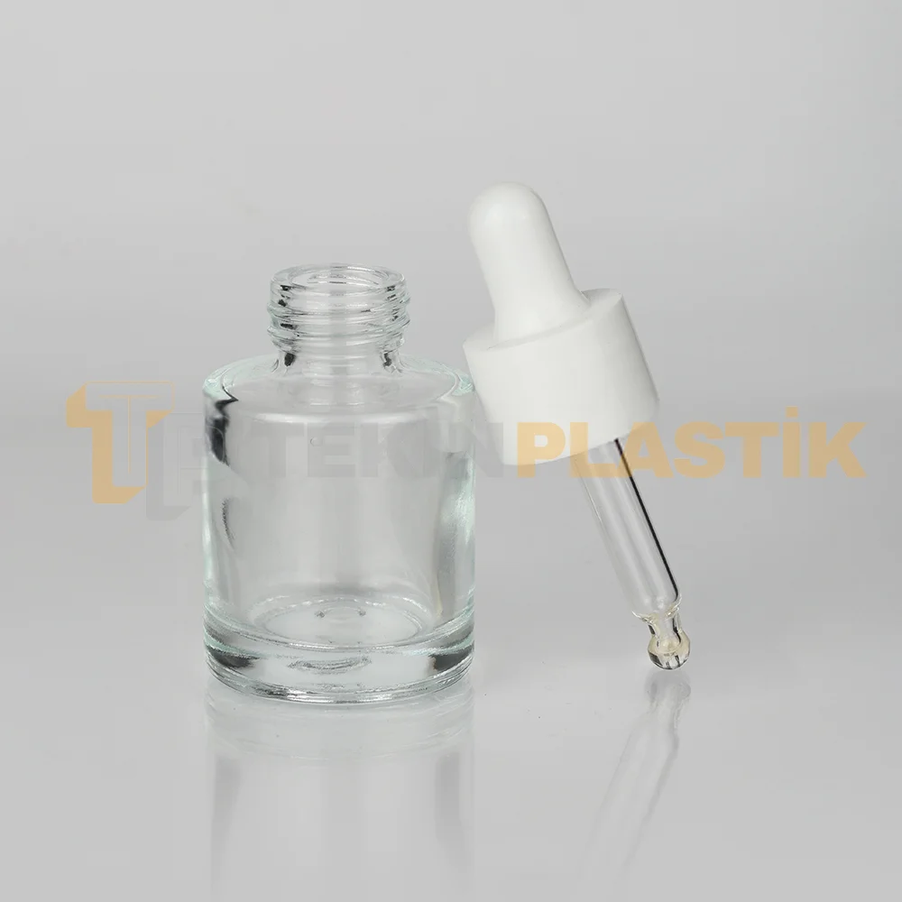 20 ml Toptan Premium Cam Damlalıklı Dropper Şişe Beyaz Damlalık Takımlı