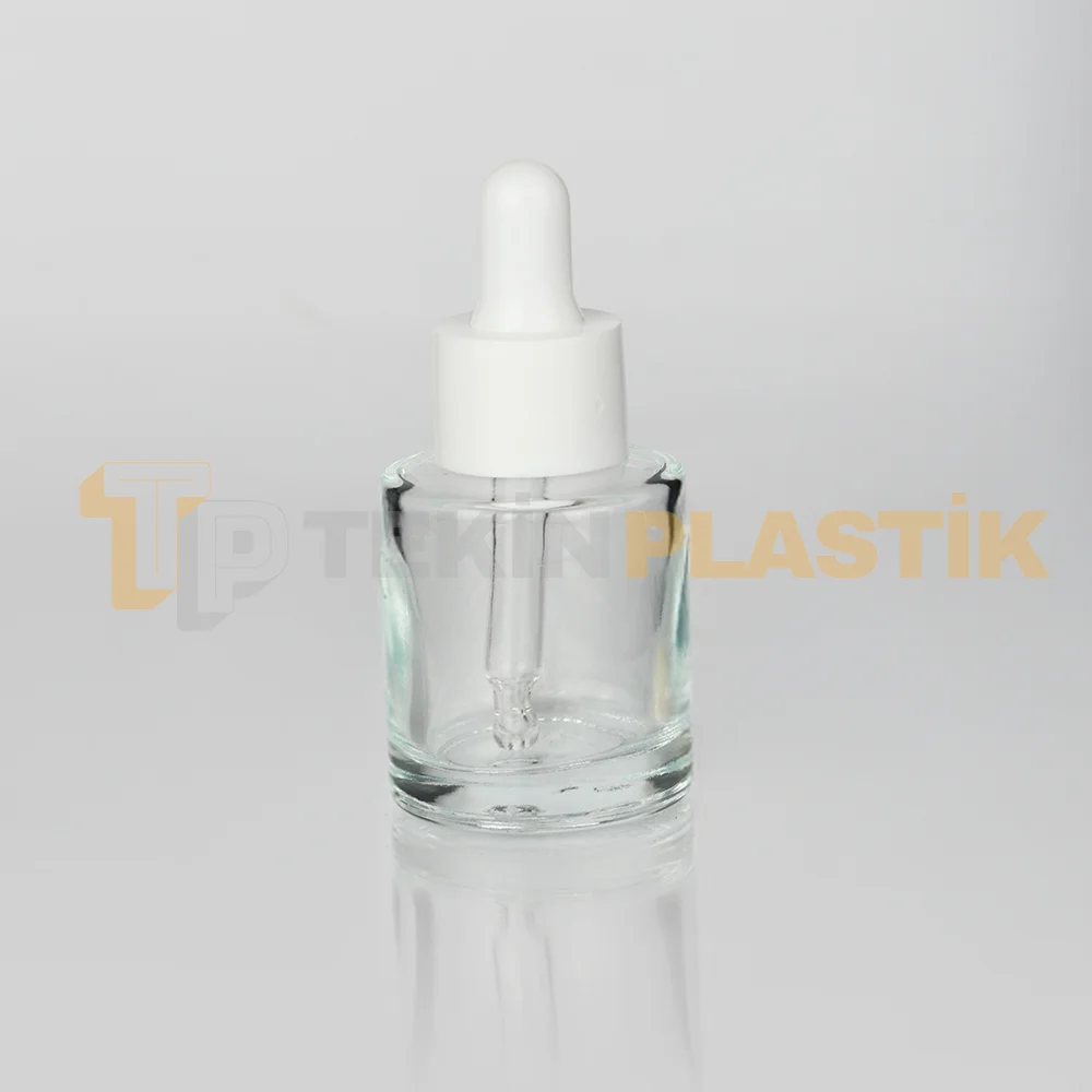 20 ml Toptan Premium Cam Damlalıklı Dropper Şişe Beyaz Damlalık Takımlı