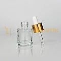20 ml Toptan Premium Cam Damlalıklı Dropper Şişe Metal Gold Beyaz Damlalık Takımlı