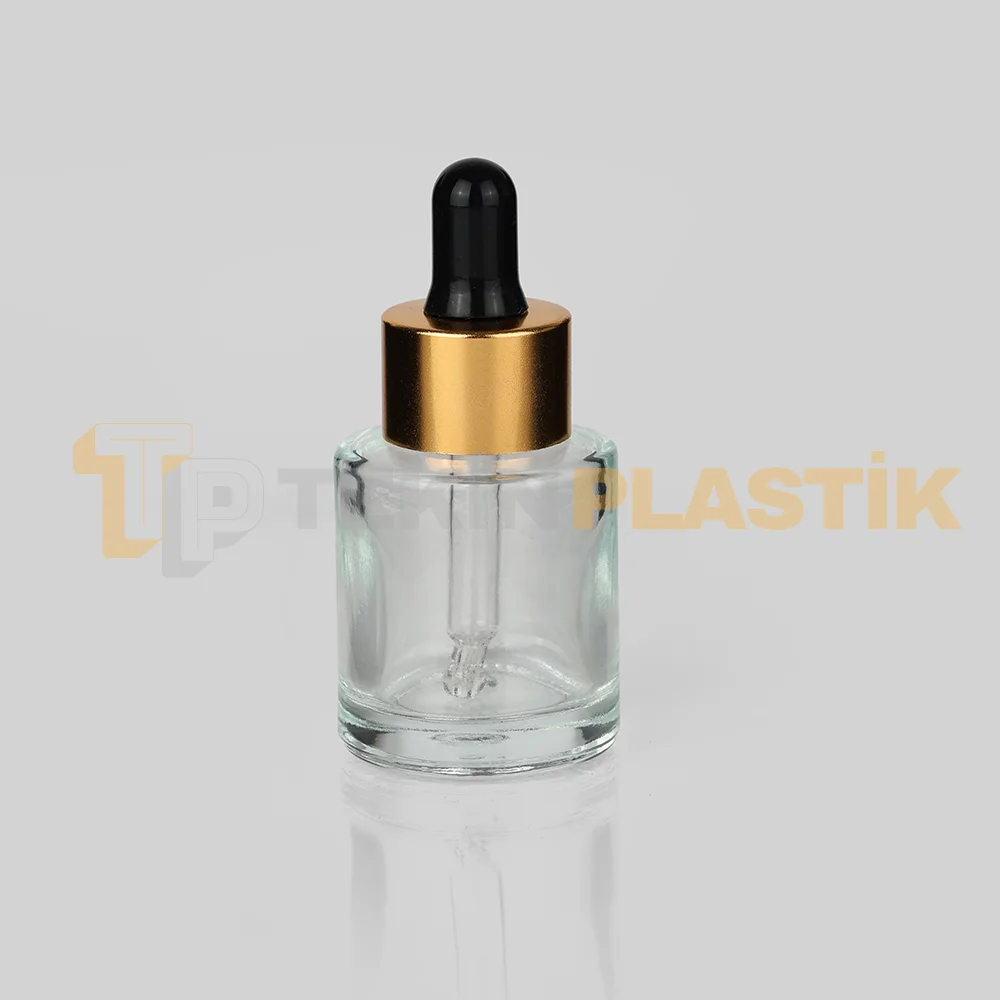 20 ml Toptan Premium Cam Damlalıklı Dropper Şişe Metal Gold Siyah Damlalık Takımlı