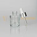 20 ml Toptan Premium Cam Damlalıklı Dropper Şişe Metal Gümüş Beyaz Damlalık Takımlı