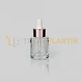 20 ml Toptan Premium Cam Damlalıklı Dropper Şişe Metal Rose Gold Beyaz Damlalık Takımlı