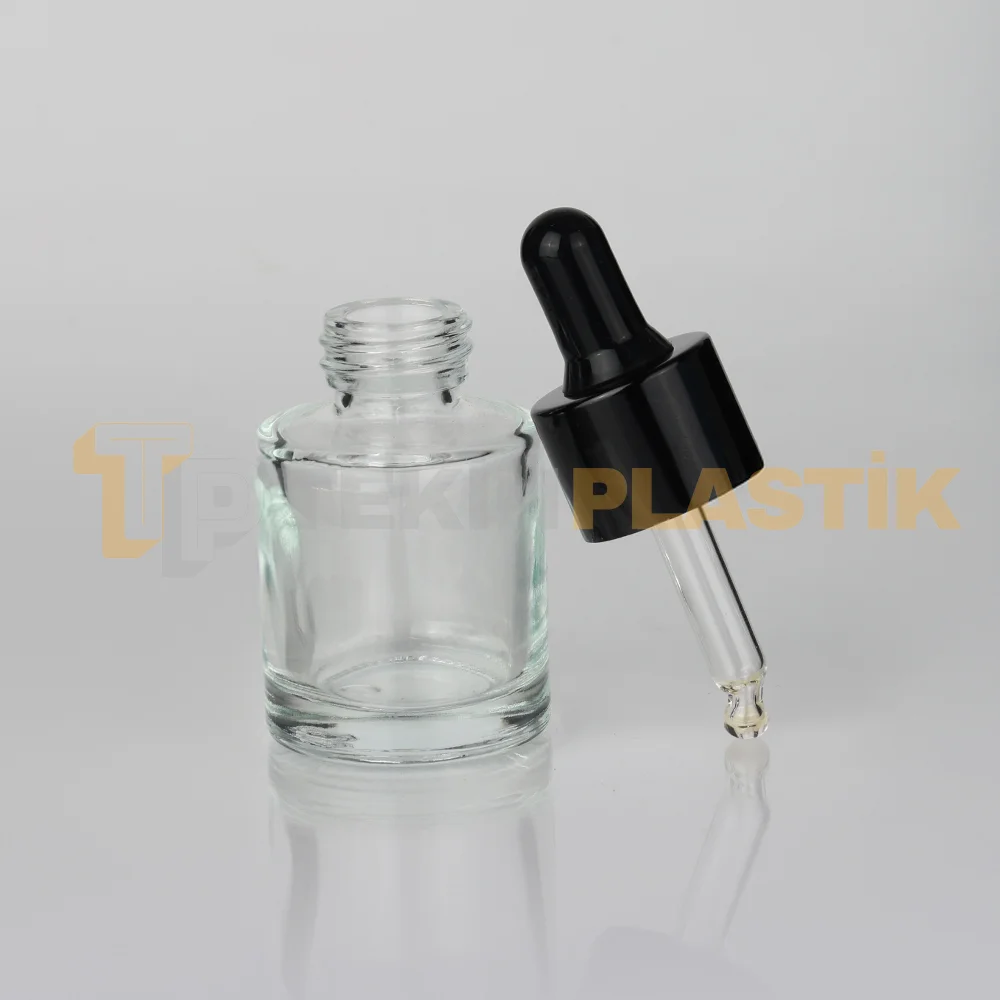 20 ml Toptan Premium Cam Damlalıklı Dropper Şişe Metal Siyah Damlalık Takımlı