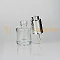 20 ml Toptan Premium Cam Damlalıklı Dropper Şişe Silver Lüx Damlalık Takımlı