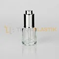 20 ml Toptan Premium Cam Damlalıklı Dropper Şişe Silver Lüx Damlalık Takımlı