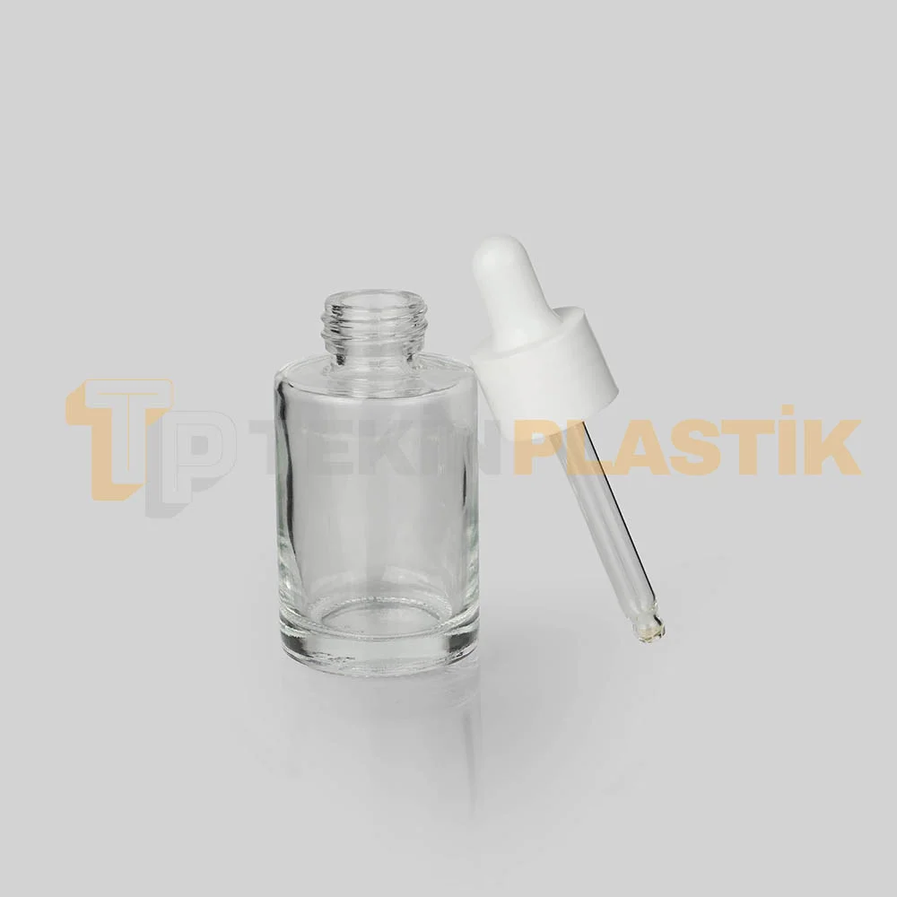 30 ml Toptan Premium Cam Damlalıklı Dropper Şişe Beyaz Damlalık Takımlı