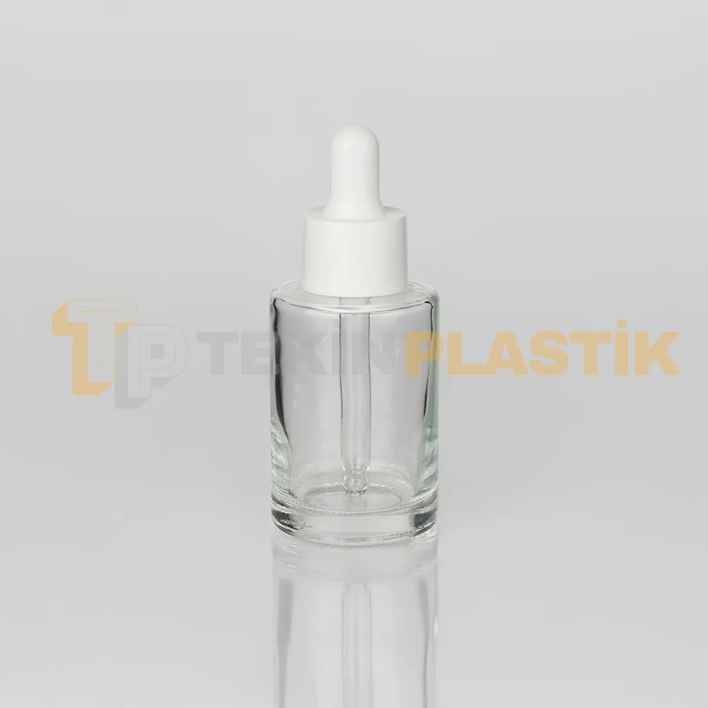 30 ml Toptan Premium Cam Damlalıklı Dropper Şişe Beyaz Damlalık Takımlı