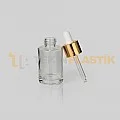 30 ml Toptan Premium Cam Damlalıklı Dropper Şişe Metal Gold Beyaz Damlalık Takımlı