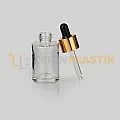 30 ml Toptan Premium Cam Damlalıklı Dropper Şişe Metal Gold Siyah Damlalık Takımlı