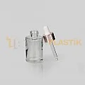 30 ml Toptan Premium Cam Damlalıklı Dropper Şişe Metal Rose Gold Beyaz Damlalık Takımlı