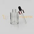 30 ml Toptan Premium Cam Damlalıklı Dropper Şişe Metal Rose Gold Siyah Damlalık Takımlı