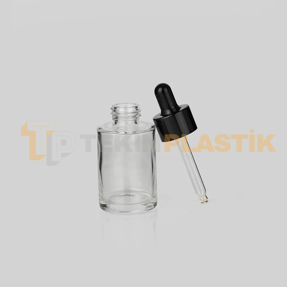 30 ml Toptan Premium Cam Damlalıklı Dropper Şişe Metal Siyah Damlalık Takımlı