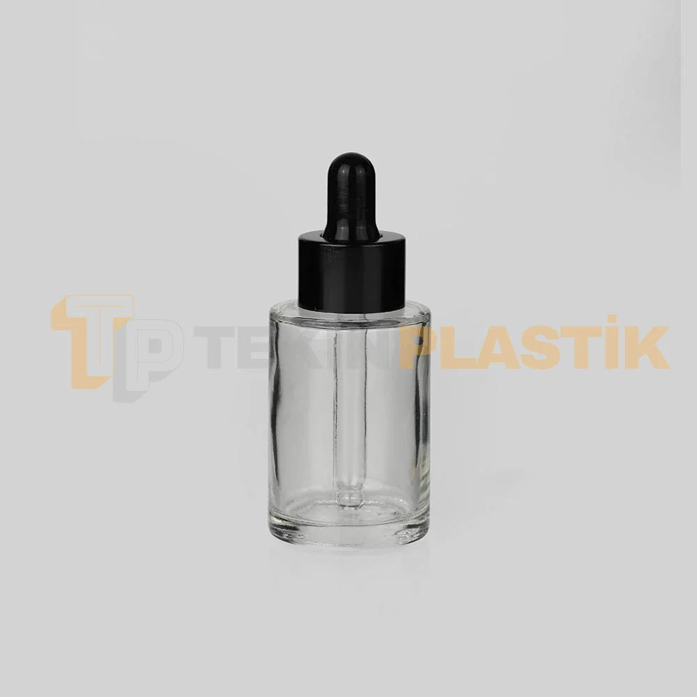 30 ml Toptan Premium Cam Damlalıklı Dropper Şişe Metal Siyah Damlalık Takımlı