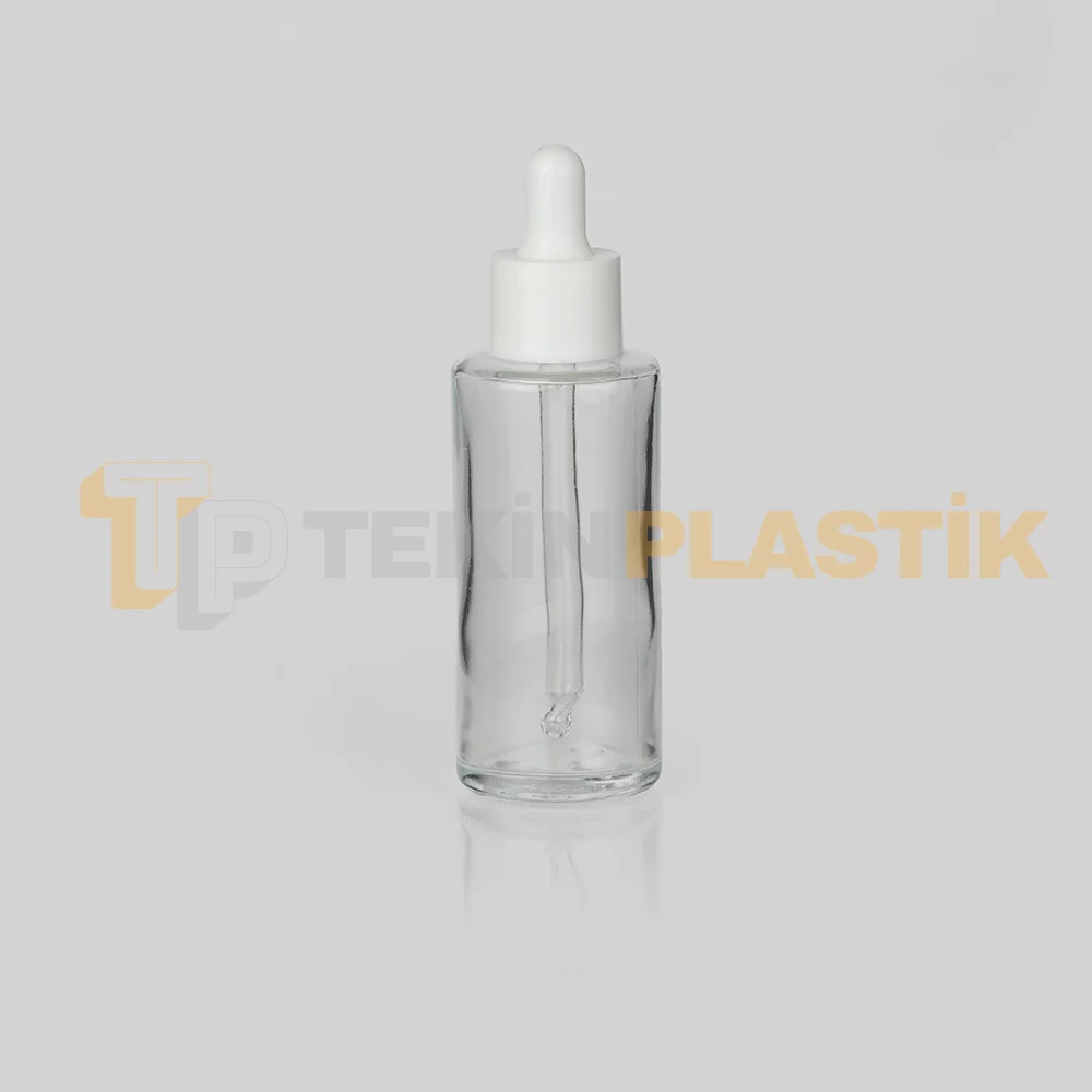 50 ml Toptan Premium Cam Damlalıklı Dropper Şişe Beyaz Damlalık Takımlı