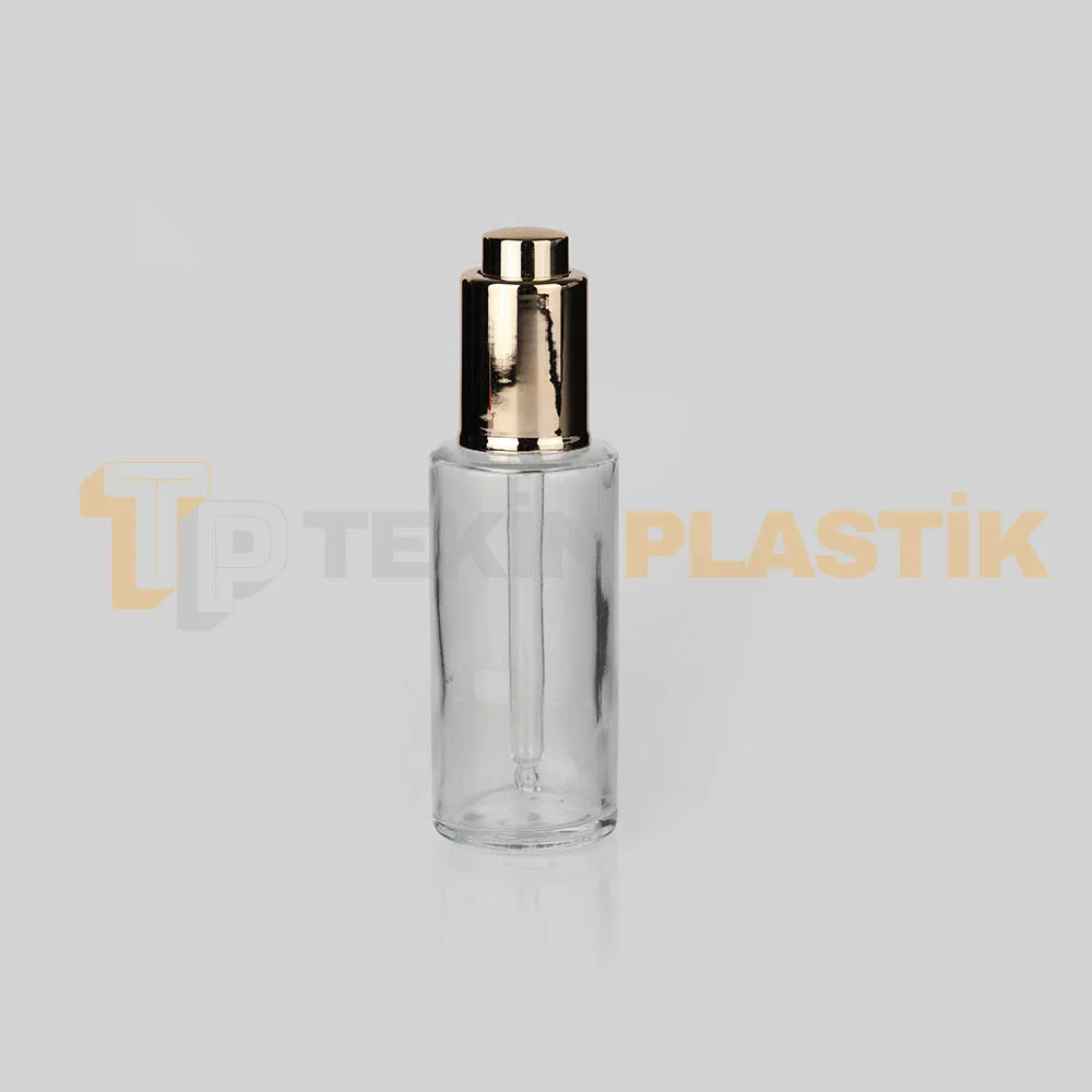 50 ml Toptan Premium Cam Damlalıklı Dropper Şişe Lüx Gold Damlalık Takımlı
