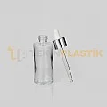 50 ml Toptan Premium Cam Damlalıklı Dropper Şişe Metal Gümüş Beyaz Damlalık Takımlı