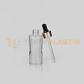 50 ml Toptan Premium Cam Damlalıklı Dropper Şişe Metal Rose Gold Siyah Damlalık Takımlı