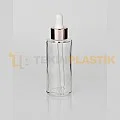 60 ml Toptan Premium Cam Damlalıklı Dropper Şişe Metal Rose Gold Beyaz Damlalık Takımlı