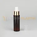 50 ML Amber Renkli Toptan Boş Plastik Şişe Kaplamalı Gold Beyaz Mist Spreyli