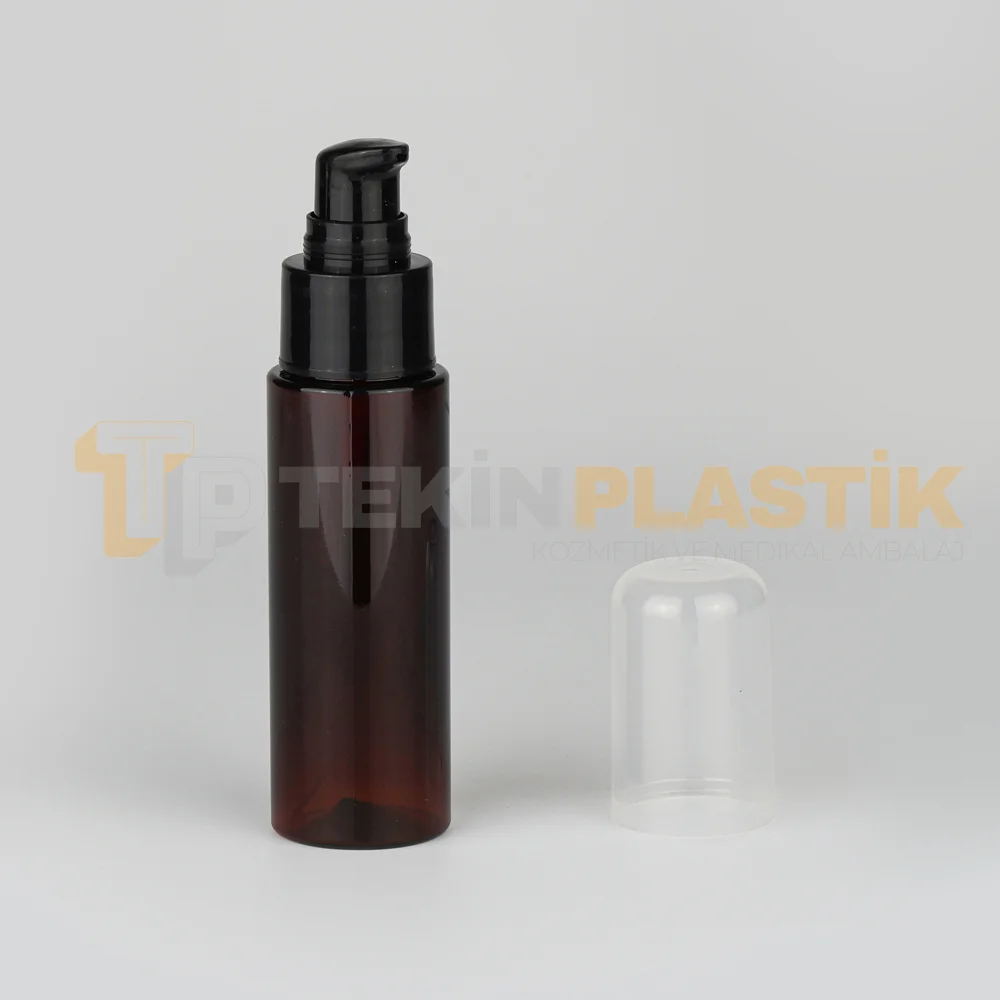 50 ML Amber Renkli Toptan Boş Plastik Şişe Siyah Losyon Serum Pompalı 50 ML Amber Renkli Toptan Boş Plastik Şişe Siyah Losyon Serum Pompalı