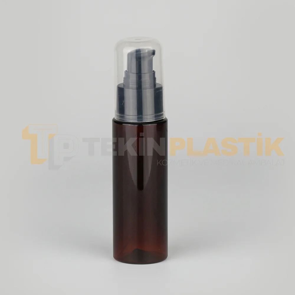 50 ML Amber Renkli Toptan Boş Plastik Şişe Siyah Losyon Serum Pompalı 50 ML Amber Renkli Toptan Boş Plastik Şişe Siyah Losyon Serum Pompalı