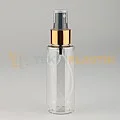 100 ML Toptan Silindir Şeffaf Boş Plastik Pet Şişe Gold Siyah Spreyli	