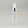 100 ML Toptan Silindir Şeffaf Boş Plastik Pet Şişe Gümüş Beyaz Spreyli	