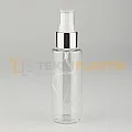 100 ML Toptan Silindir Şeffaf Boş Plastik Pet Şişe Gümüş Beyaz Spreyli	