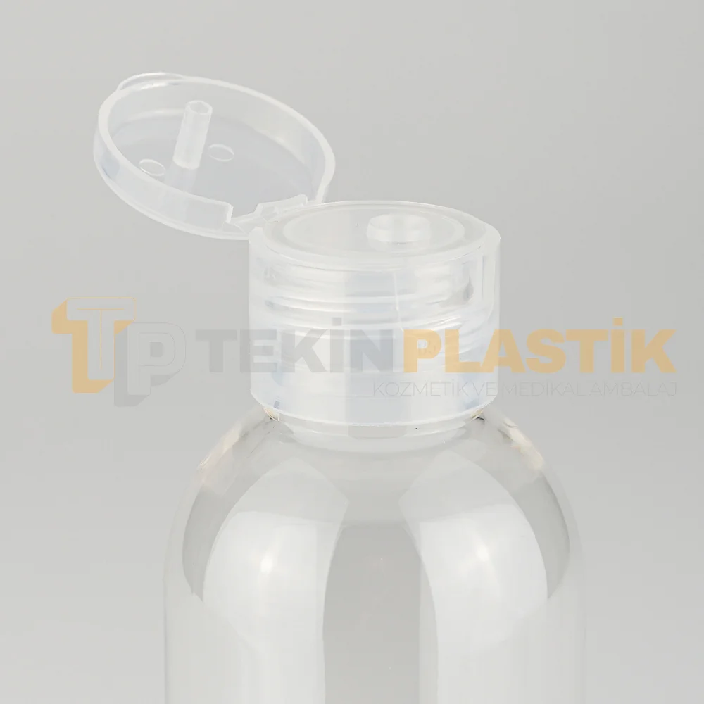 100 ML Toptan Boş Tombul Plastik Şişe Şeffaf Açmalı Fliptop Kapaklı 