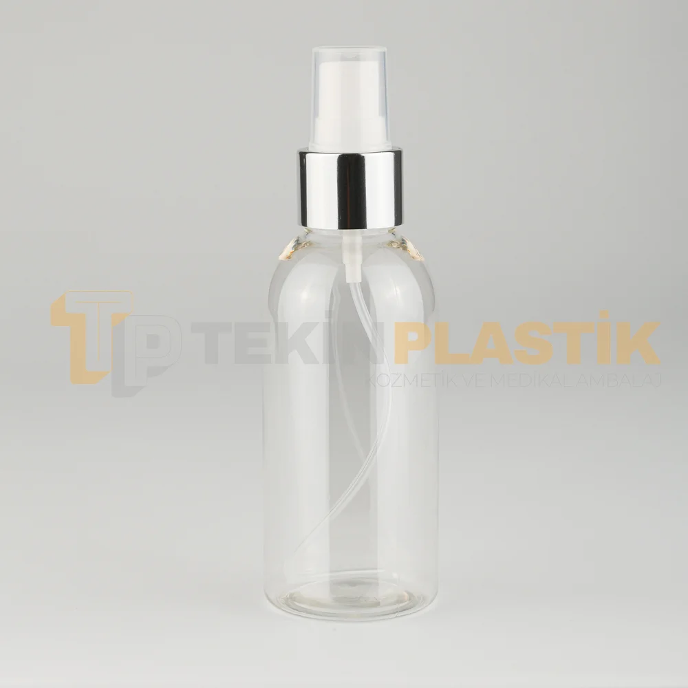 100 ML Pet Şişe Gümüş Beyaz Parmak Spreyli