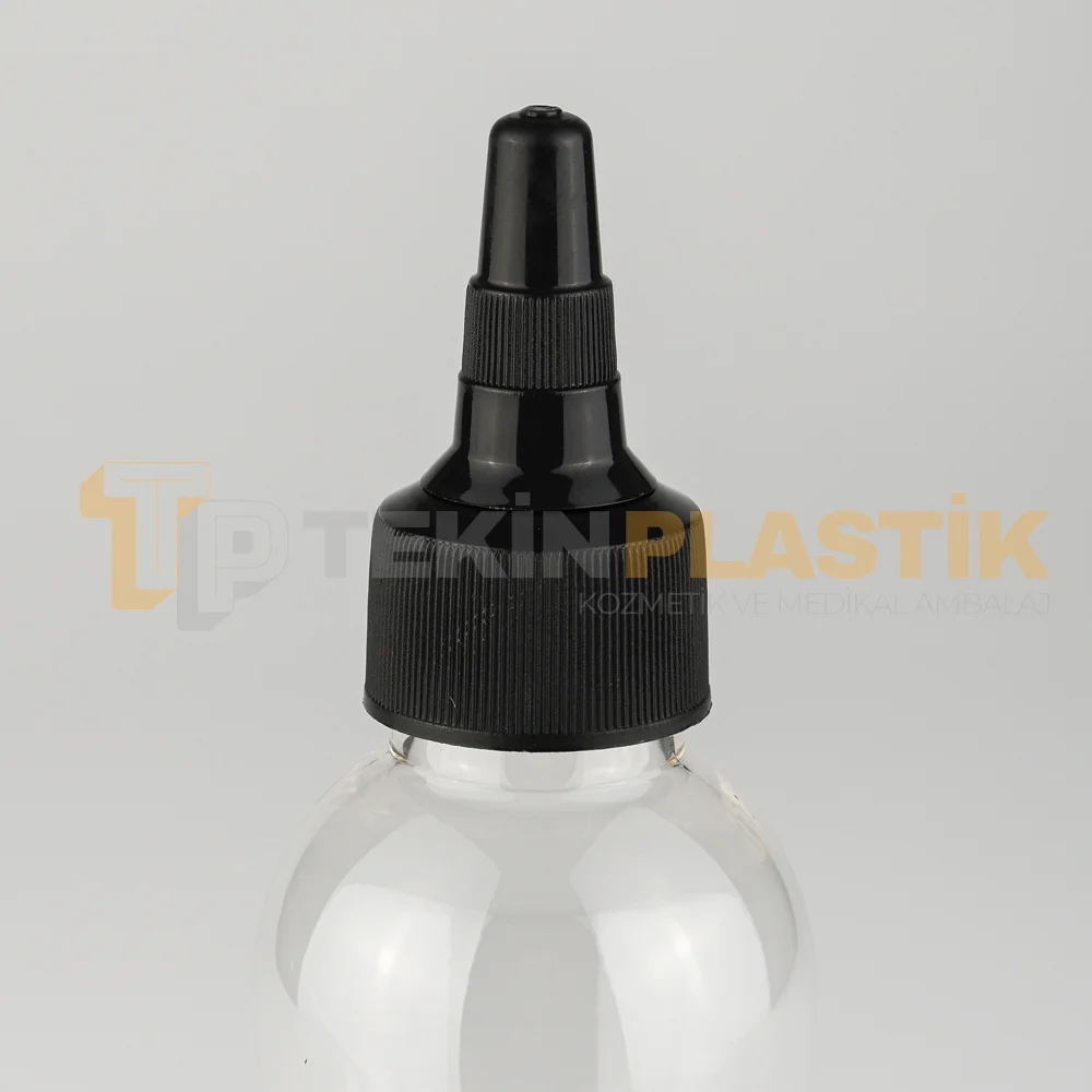 100 ML Toptan Boş Tombul Pet Şişe Model Plastik Şişe Siyah Asansör Kapaklı