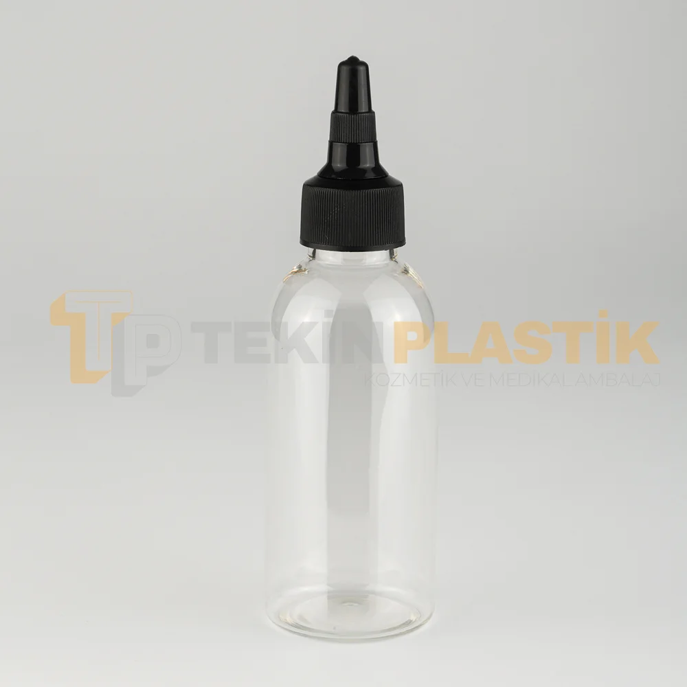 100 ML Toptan Boş Tombul Pet Şişe Model Plastik Şişe Siyah Asansör Kapaklı