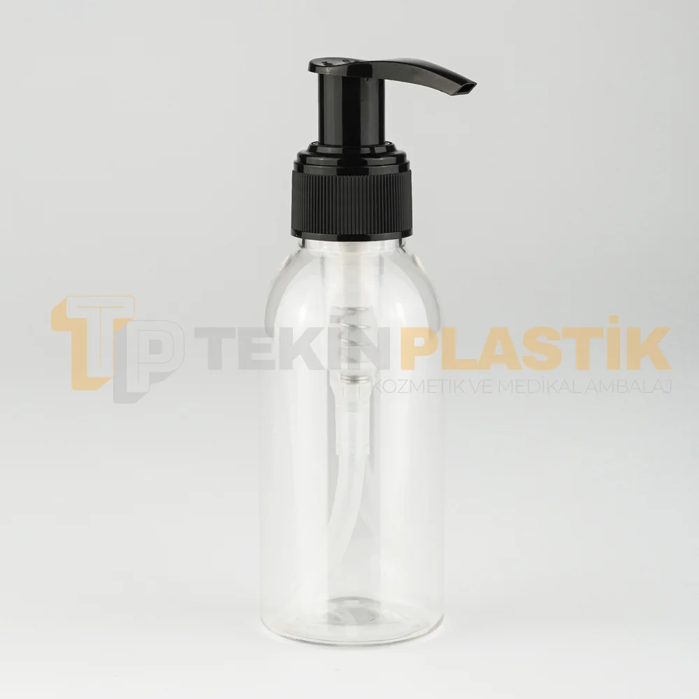 100 ML Toptan Boş Tombul Model Plastik Şişe Siyah Sıvı Sabun Pompalı