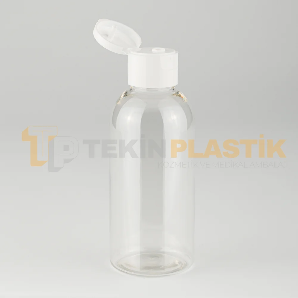 100 ML Tombul Pet Şişe Toptan Beyaz Açmalı Fliptop Kapaklı