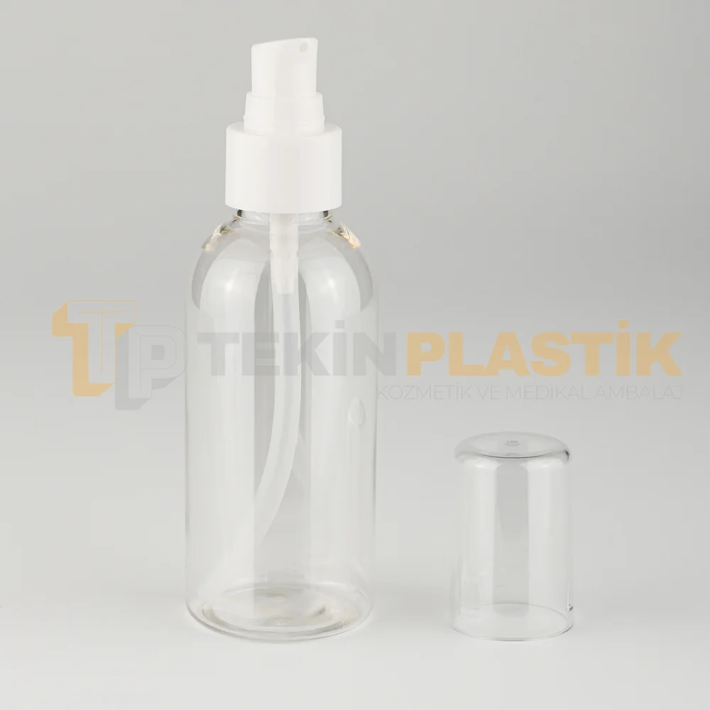 100 ML Tombul Pet Şişe Beyaz Losyon Pompalı Kristal