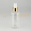 200 ML Şeffaf Toptan Boş Plastik Şişe Kaplamalı Gold Beyaz Parmak Spreyli