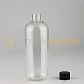 400 ML Toptan Boş Plastik Şişe Contalı Düz Siyah Kapaklı
