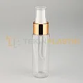50 ML Şeffaf Toptan Boş Plastik Şişe Kaplamalı Gold Beyaz Parmak Spreyli
