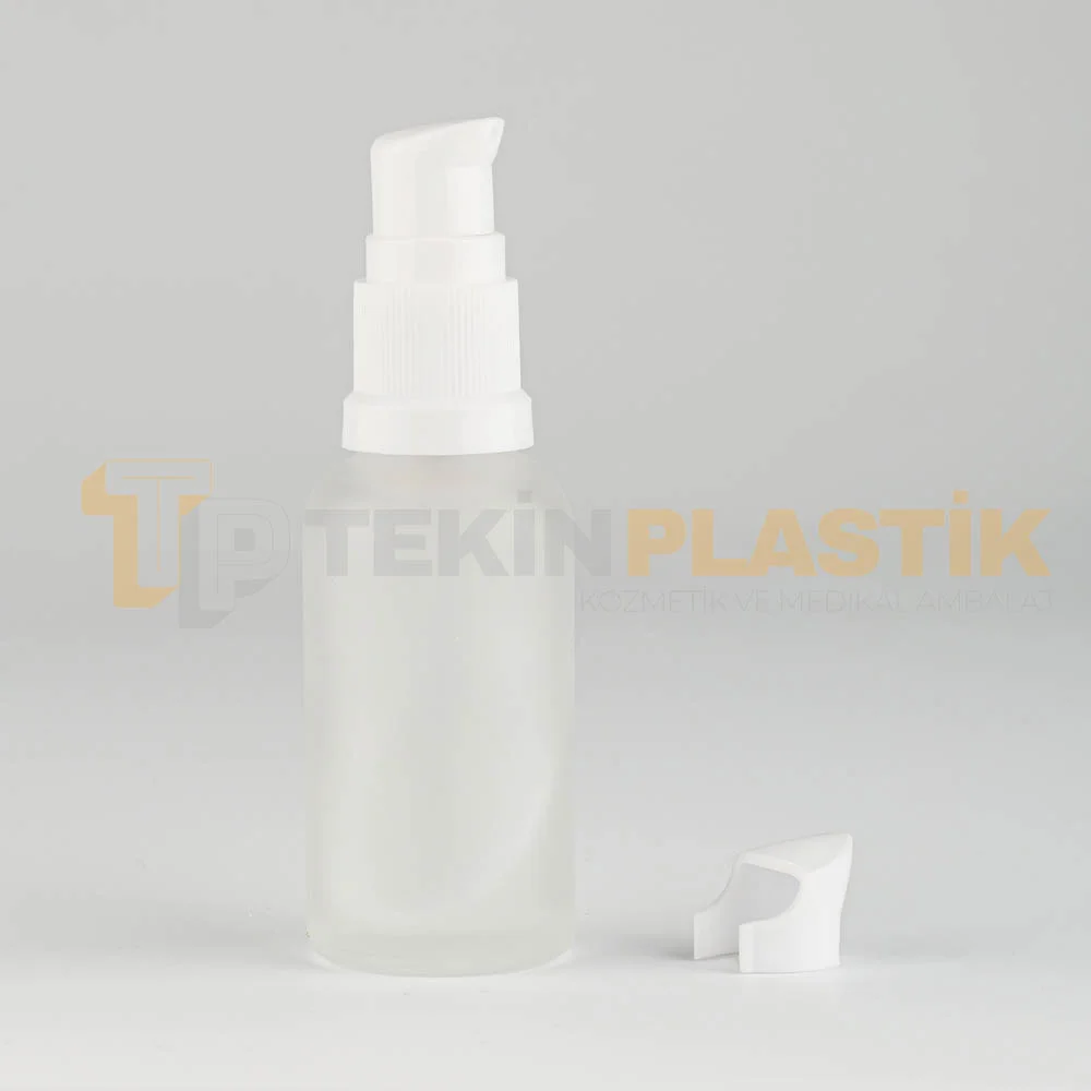 30 ML Toptan Buzlu Model Cam Dropper Şişe Beyaz Losyon Serum Pompalı