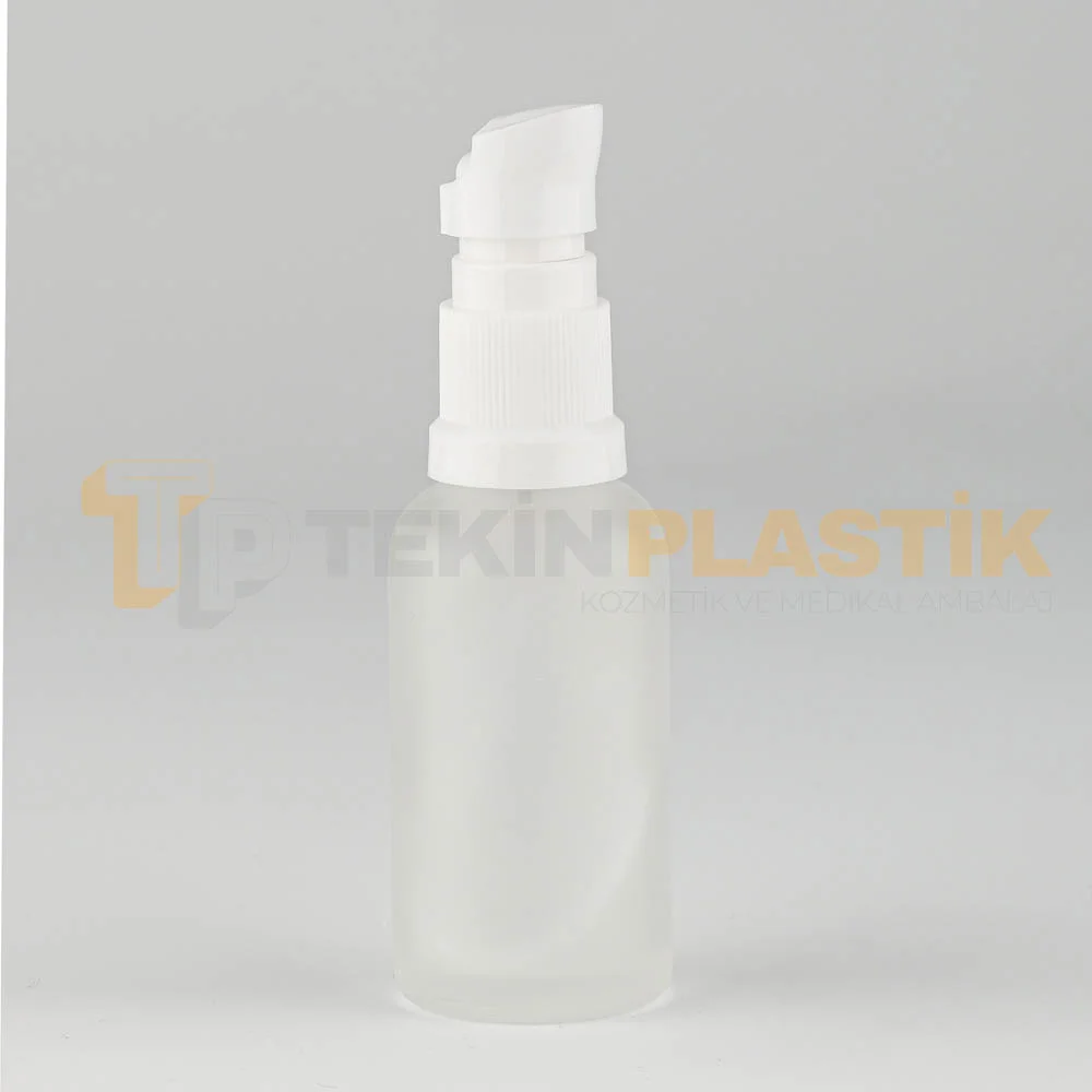30 ML Toptan Buzlu Model Cam Dropper Şişe Beyaz Losyon Serum Pompalı 30 ML Toptan Buzlu Model Cam Dropper Şişe Beyaz Losyon Serum Pompalı
