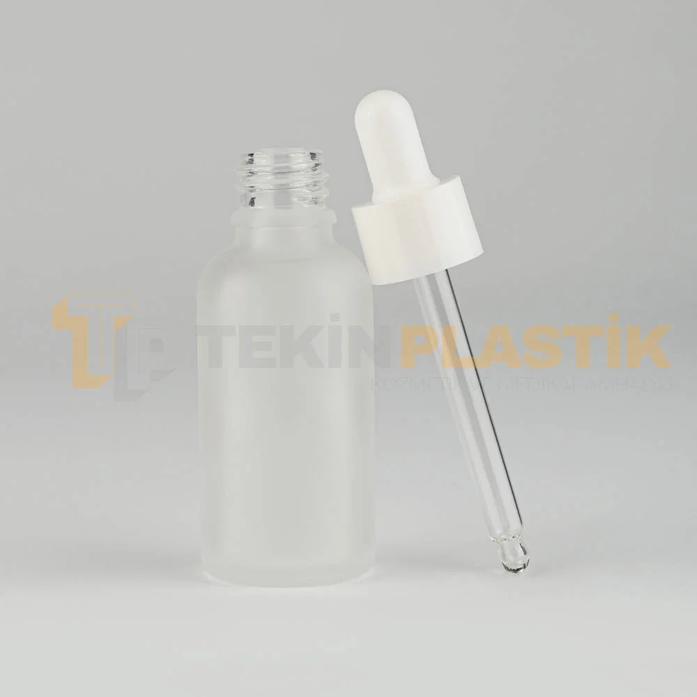 30 ML Toptan Buzlu Model Cam Dropper Şişe Beyaz Damlalık Takım