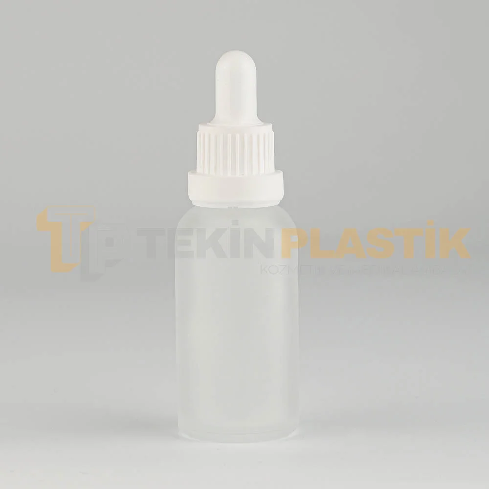 30 ML Toptan Buzlu Model Cam Dropper Şişe Beyaz Plastik Kilitli Kapaklı Damlalık Takım