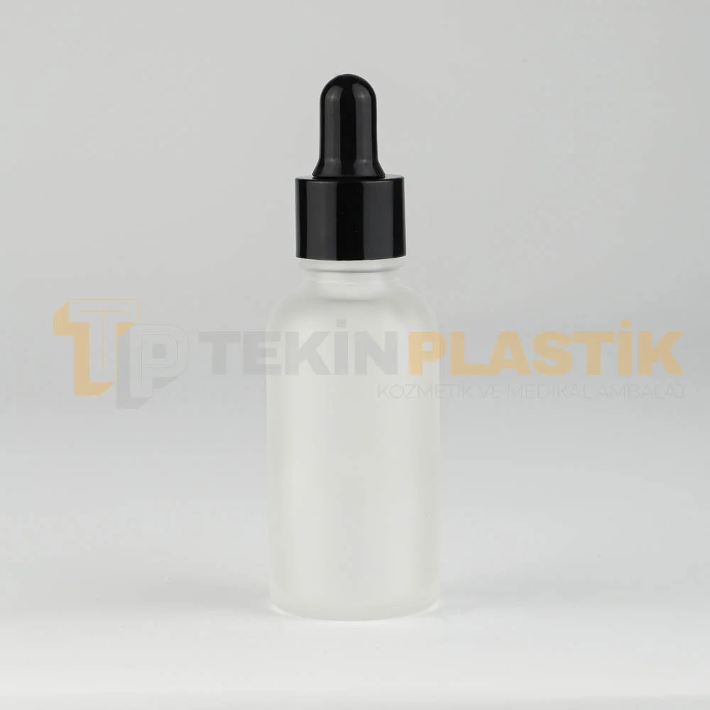 30 ML Toptan Buzlu Model Cam Dropper Şişe Metal Siyah Damlalık Takım