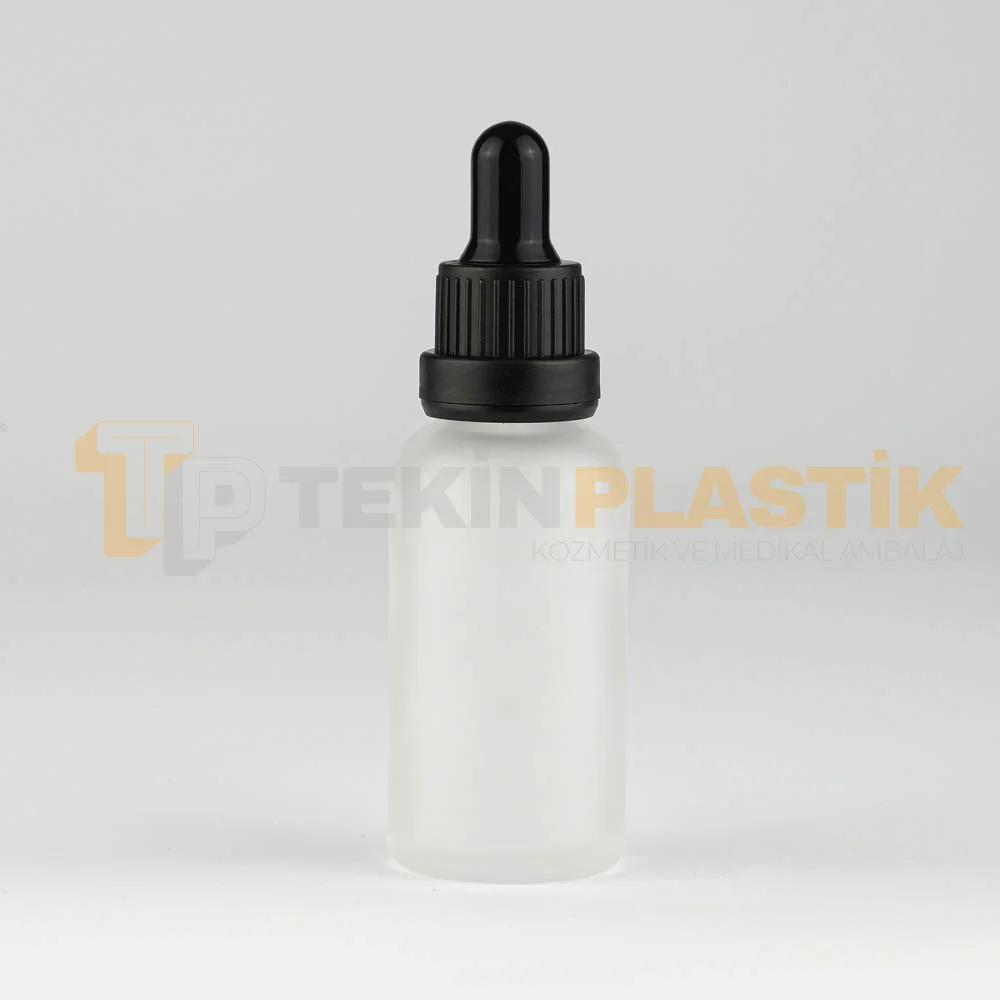 30 ML Toptan Buzlu Model Cam Dropper Şişe Siyah Plastik Kilitli Kapaklı Damlalık Takım