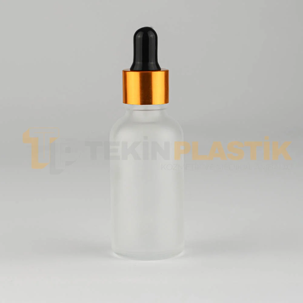 30 ML Toptan Buzlu Model Cam Dropper Şişe Metal Gold Siyah Damlalık Takım