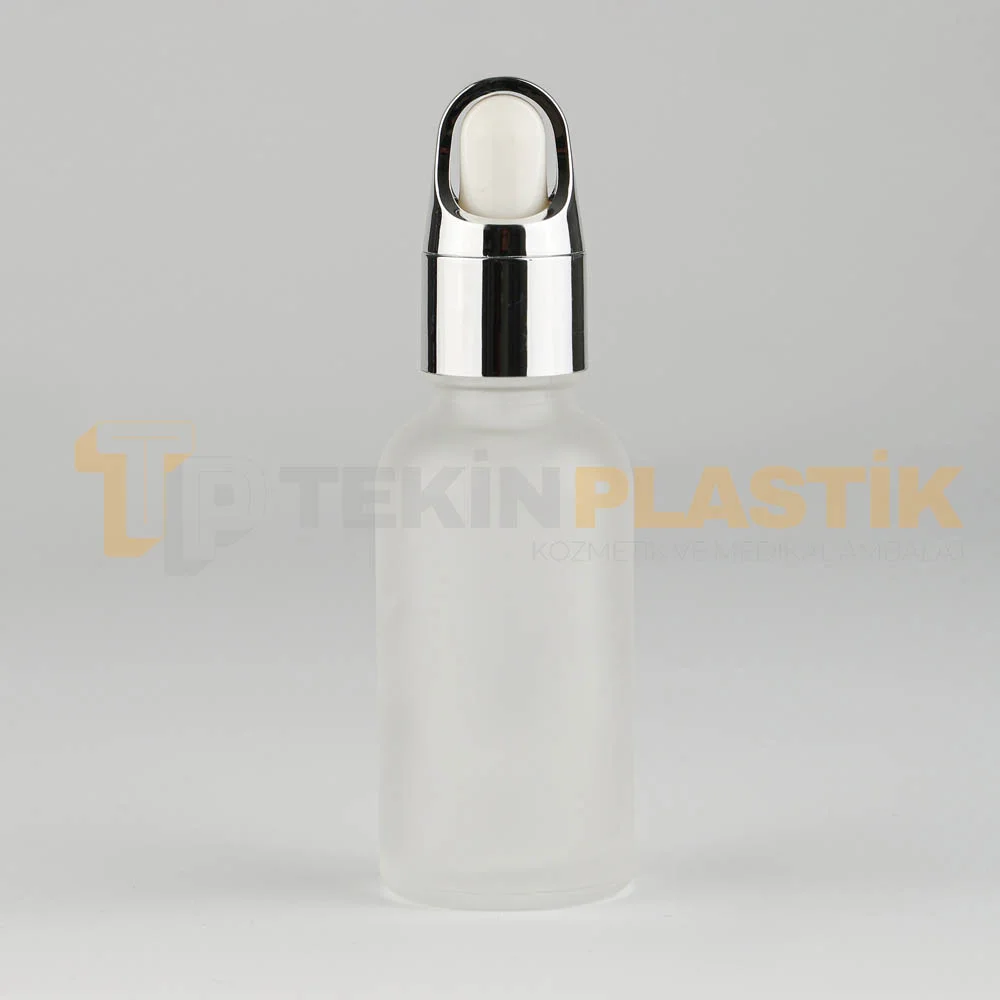 30 ML Toptan Buzlu Model Cam Dropper Şişe Metal Gümüş Kelebek Model Damlalık Takım