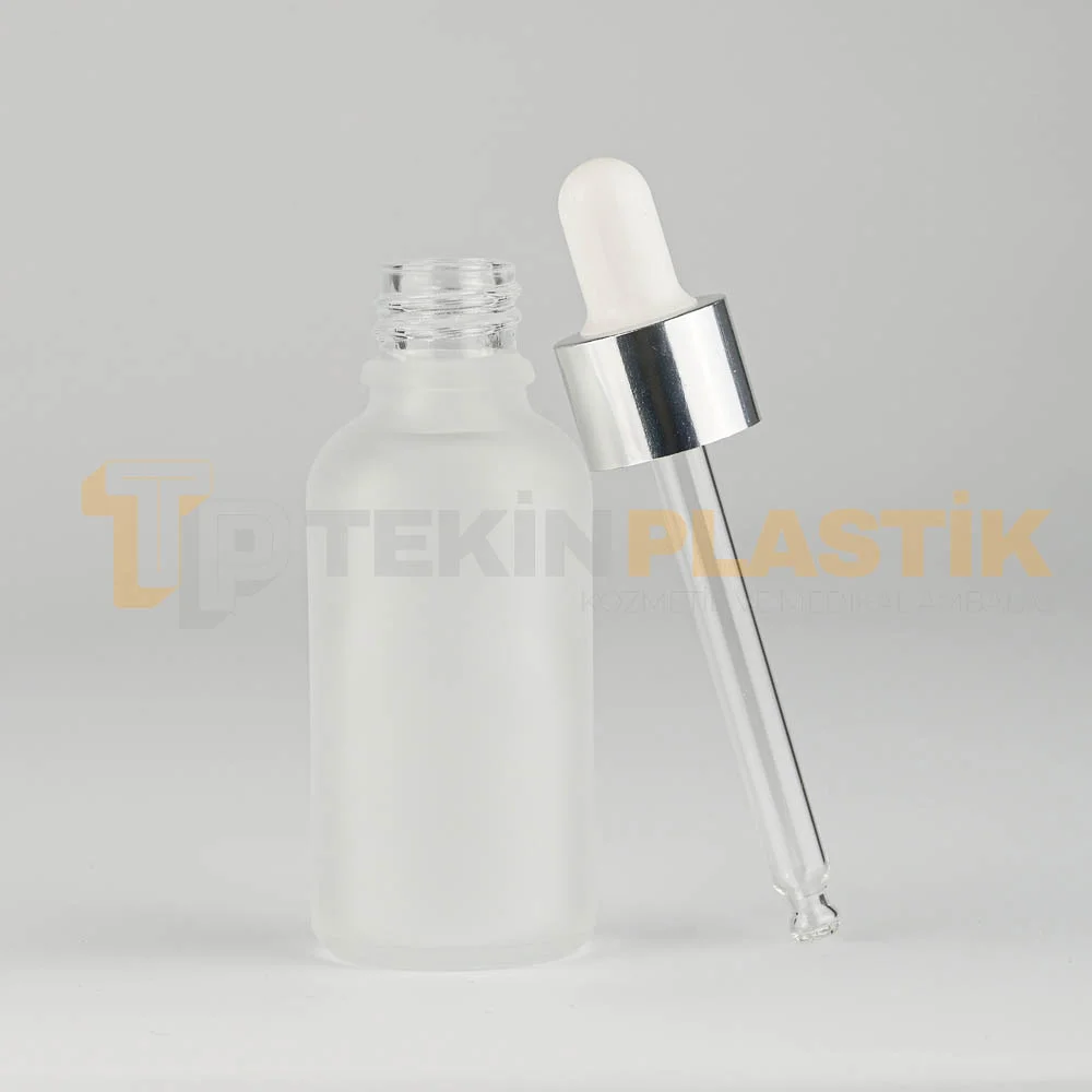 30 ML Toptan Buzlu Model Cam Dropper Şişe Metal Gümüş Beyaz Damlalık Takım 30 ML Toptan Buzlu Model Cam Dropper Şişe Metal Gümüş Beyaz Damlalık Takım