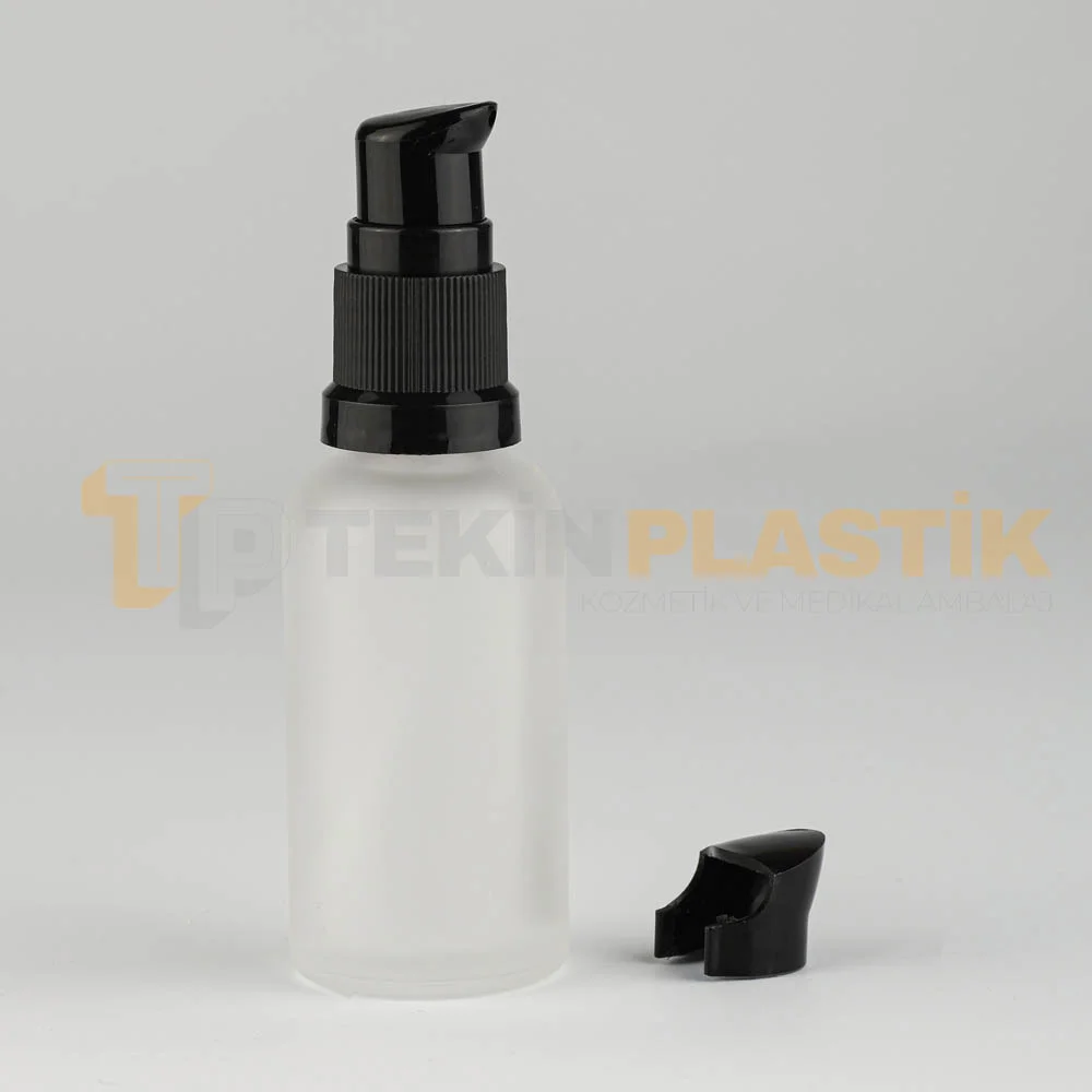 30 ML Toptan Buzlu Model Cam Dropper Şişe Siyah Plastik Losyon Serum Pompalı 30 ML Toptan Buzlu Model Cam Dropper Şişe Siyah Plastik Losyon Serum Pompalı